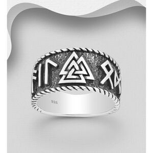 Sterling Silver Celtic and Valknut Ring Size 11
